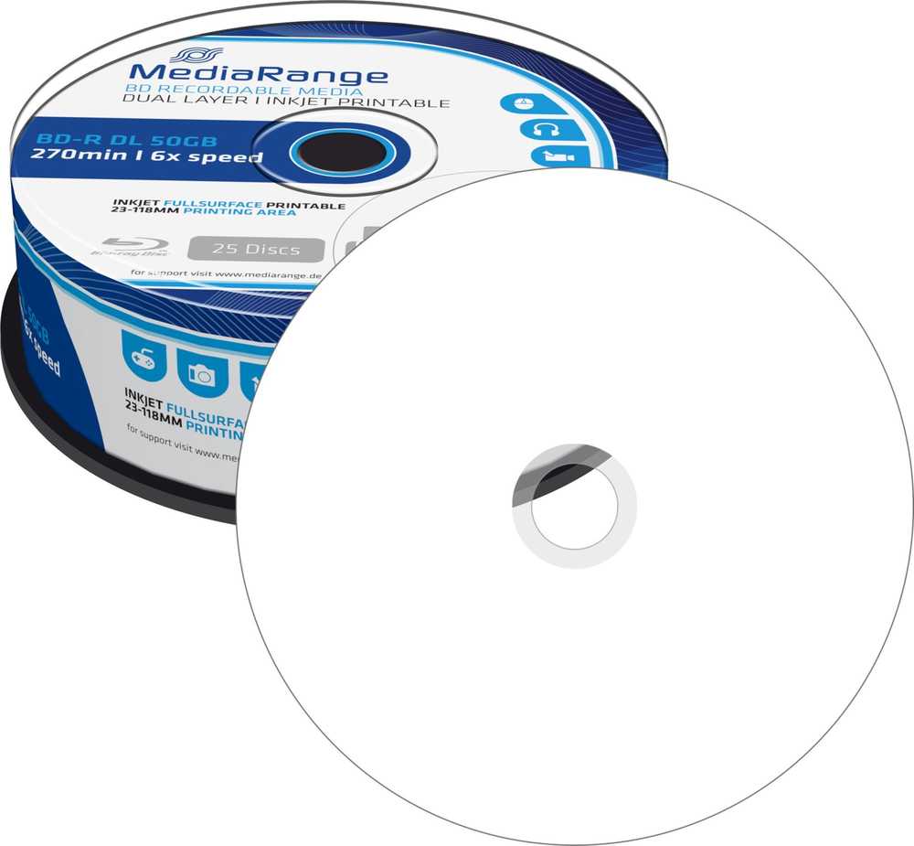 MEDIARANGE MR510 - 50 GB - BD-R DL - Cakebox - 25 vnt.