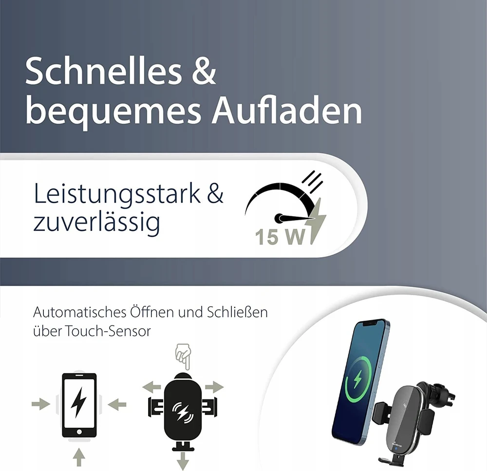 MediaRange įkroviklis MediaRange automobilinis greitas įkroviklis 15W ventiliacijai m laikymo spaustukas