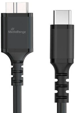 MediaRange Kabelis do ładowania Micro-B na USB-C USB 3.0 0,5m juoda