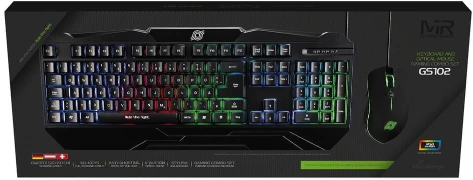 MediaRange MRGS102 klaviatūra su pridėta pele Gaming USB QWERTZ vokiška juoda