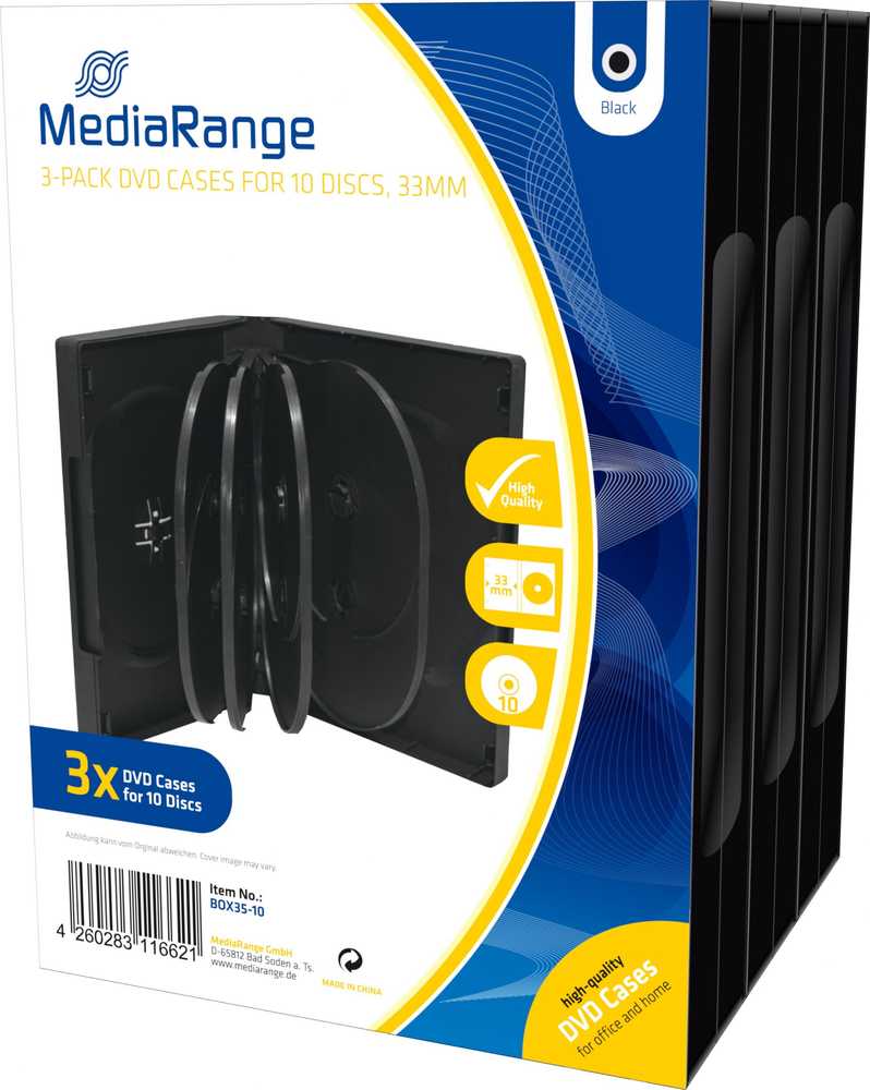 MediaRange MediaRange BOX35-10 CD dėklai DVD dėklas 10 Juodas diskų