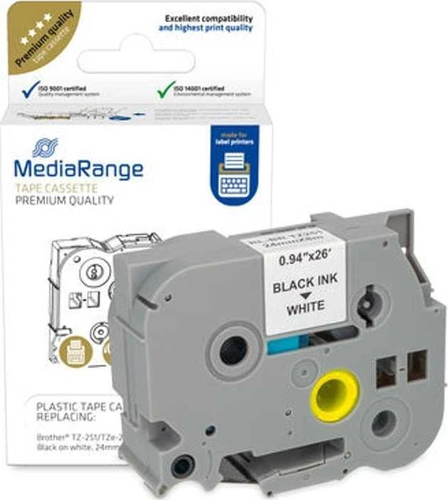 „MediaRange“ „MediaRange“ dažjuostės kasetė. Brother TZ-251/TZe-251 24 mm x 8 m juodas
