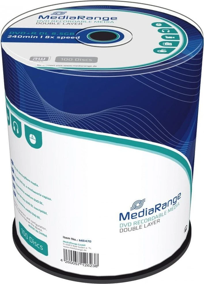 MediaRange DVD+R 8.5GB 100vnt 8x Double Layer