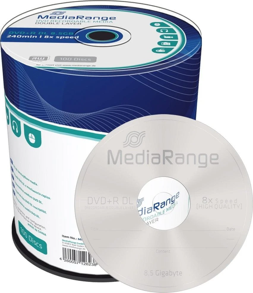 MediaRange DVD+R 8.5GB 100vnt 8x Double Layer