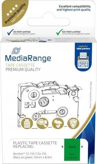 MediaRange MediaRange juosta apytiksl. Brother TZ-731/TZe-731 12mmx8m juoda