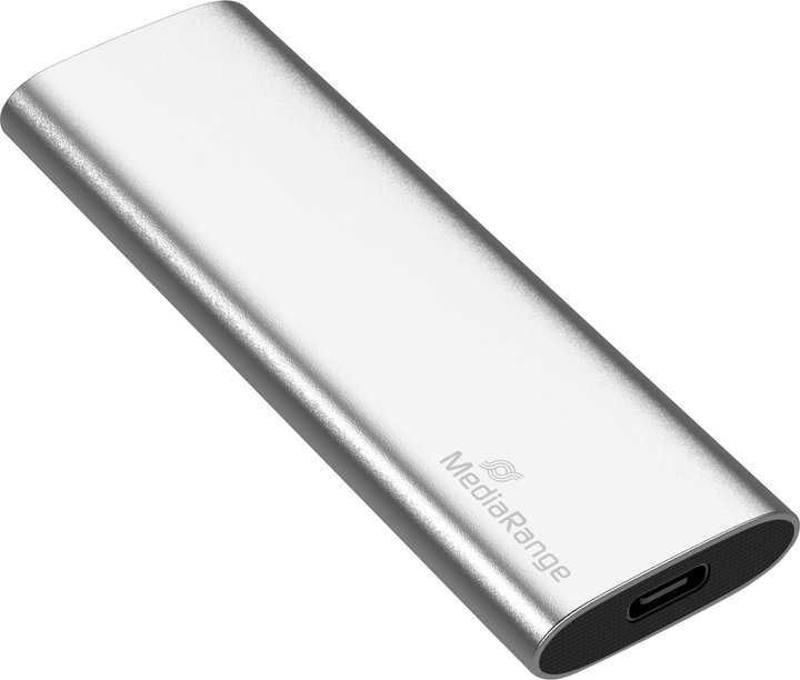Kietasis diskas MediaRange 240 GB, Externe SSD - sidabrinis, USB-C 3.2 Gen 2 (10 Gbit/s)