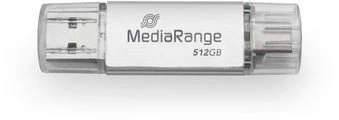 Pendrive MediaRange 3.2 Gen 1 USB-A ir USB-C 512GB Sidabrinė (MR940-1)