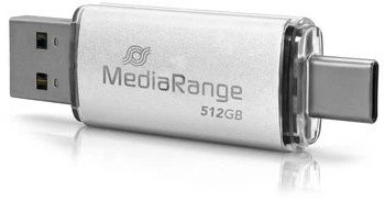 Pendrive MediaRange 3.2 Gen 1 USB-A i USB-C 512GB Sidabrinė (MR940-1)