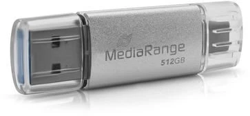 Pendrive MediaRange 3.2 Gen 1 USB-A i USB-C 512GB Sidabrinė (MR940-1)