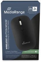„MediaRange“ optinė 4 mygtukų belaidė pelė, daugiafunkcinė, „Sym“, juoda