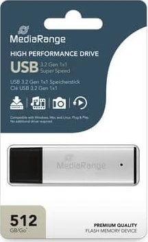 MediaRange High Performance 512 GB, USB-Stick - sidabrinis/juodas, USB-A 3.2 Gen 1