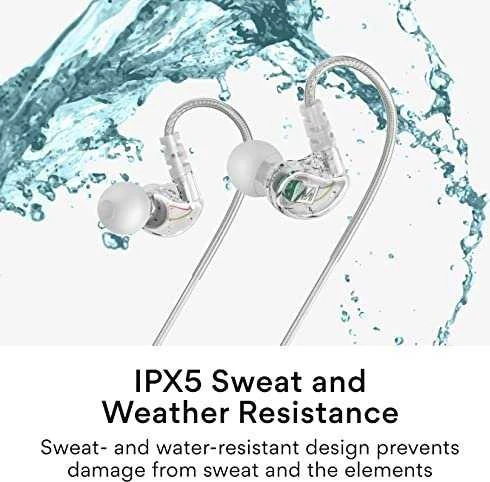 MEE audio M6-R3 sportinės ausinės su nuotolinio valdymo pultu, IPX5 - skaidrios