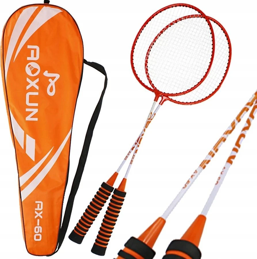 Badmintono rakečių komplektas oranžiniame dėkle