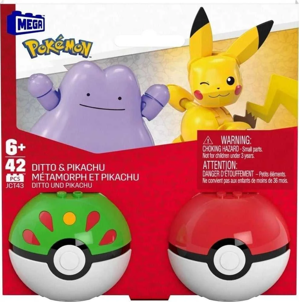 Megabloks,Pokémon Konstruktorius MEGA Pokemon Pokeball Ditto & Pikachu JCT43
