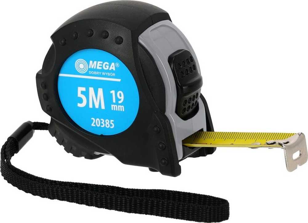 Miara Ruletė matavimui ritinėlyje 8 m / 25 mm, 2 atramos, vyriai, CE, guminis dangtelis, kartonas, mega
