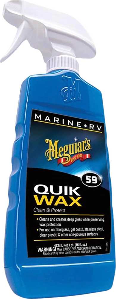 Meguiars M5916 Marine / RV Boat Quick Wax Clean & Protect Purškia visus paviršius greitam efektyviam padengimui (473 ml) (JAV)