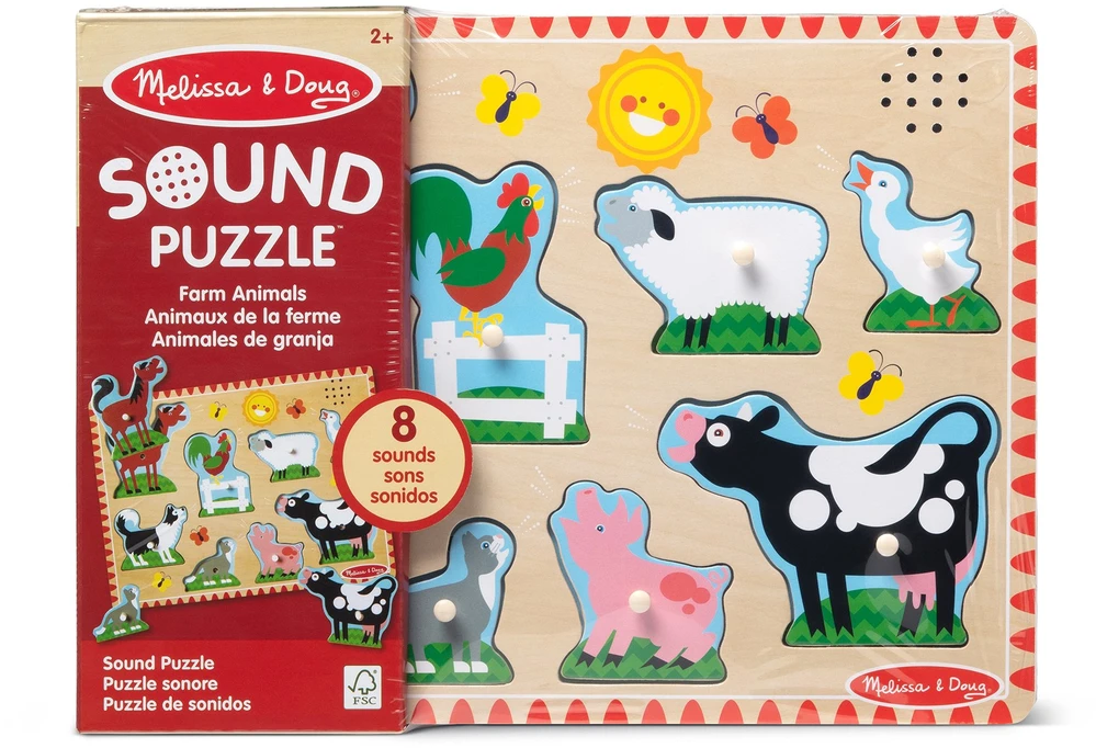 Dėlionė MELISSA & DOUG Farm Animals Sound Puzzle - 8 Pieces