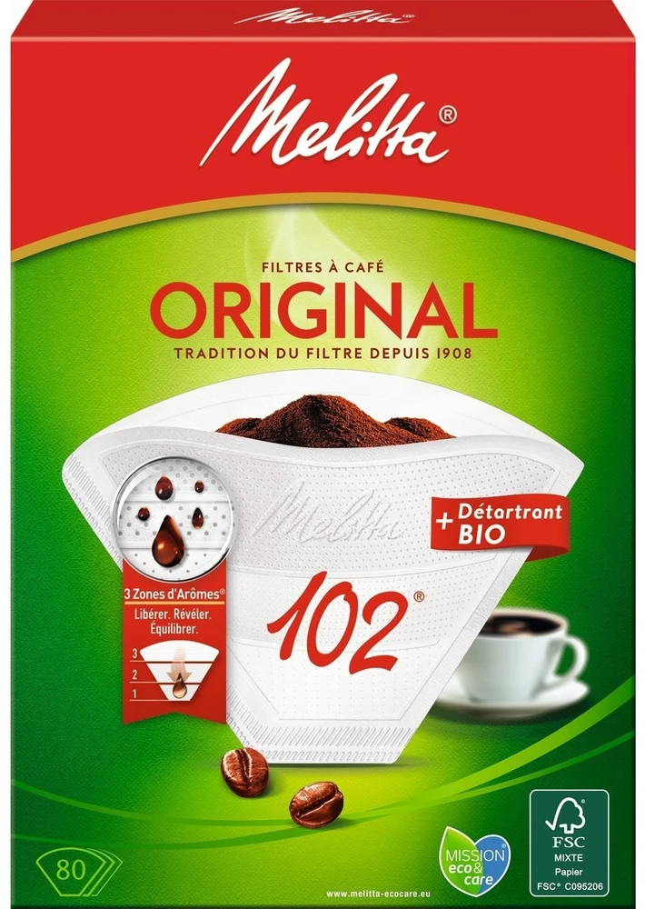 MELITTA 1x102/80 balti Filtrai kavai