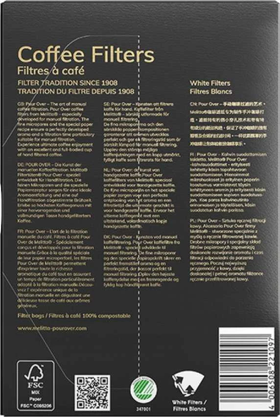 Melitta - popieriniai kavos filtrai 1x4 - užpilami - 40 vnt.