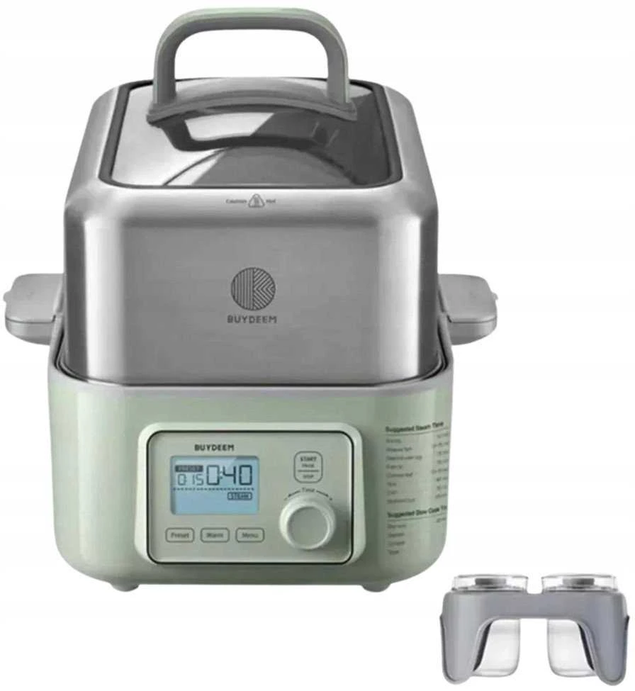 Garų puodas BUYDEEM daugiafunkcis skaitmeninis maisto garintuvas, modelis G564, spalva „Cozy Greenish“, ES