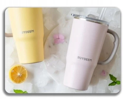 Mellow Yellow Mellow Geltona BUYDEEM Terminis puodelis su šiaudeliu 700 ml, modelis DS57, spalva Rožinė
