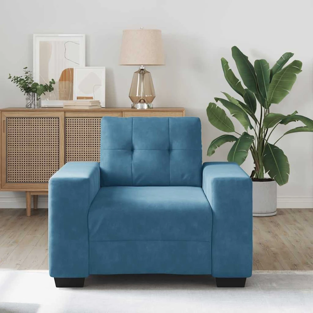 Sofa-kėdė, mėlyna, 100x78x80 cm, aksomas
