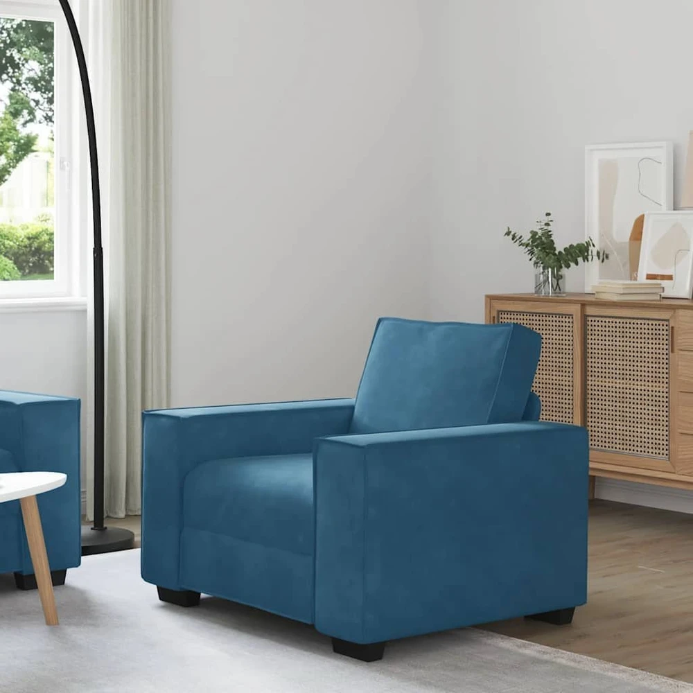 Sofa-kėdė, mėlyna, 100x78x84 cm, aksomas