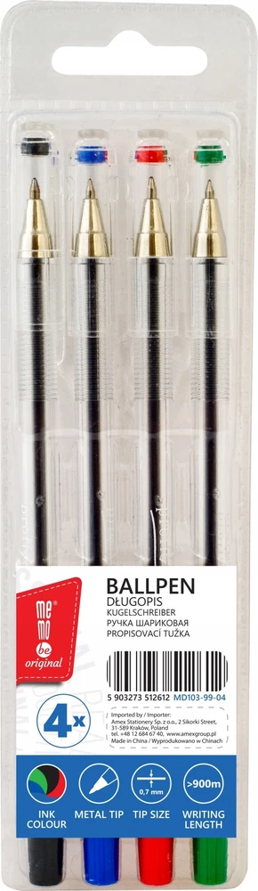 Memobe rašiklis 0,7 mm, 4 spalvos, biuro reikmenys