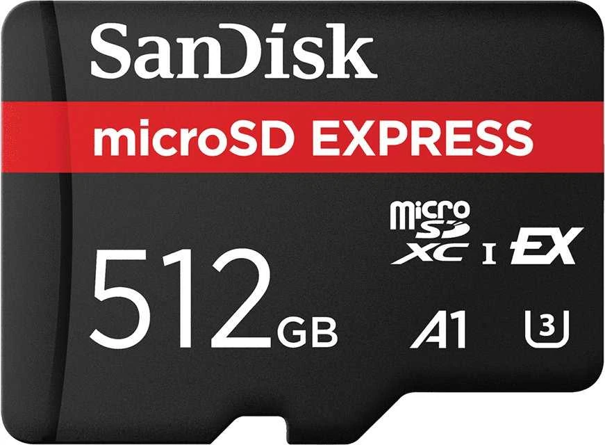 SanDisk 512 GB microSD Express kortelės stambus planas