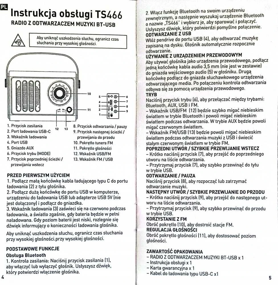 „Radio Memorysolution“ radijas su BT-USB grotuvu Tiross Ts-466