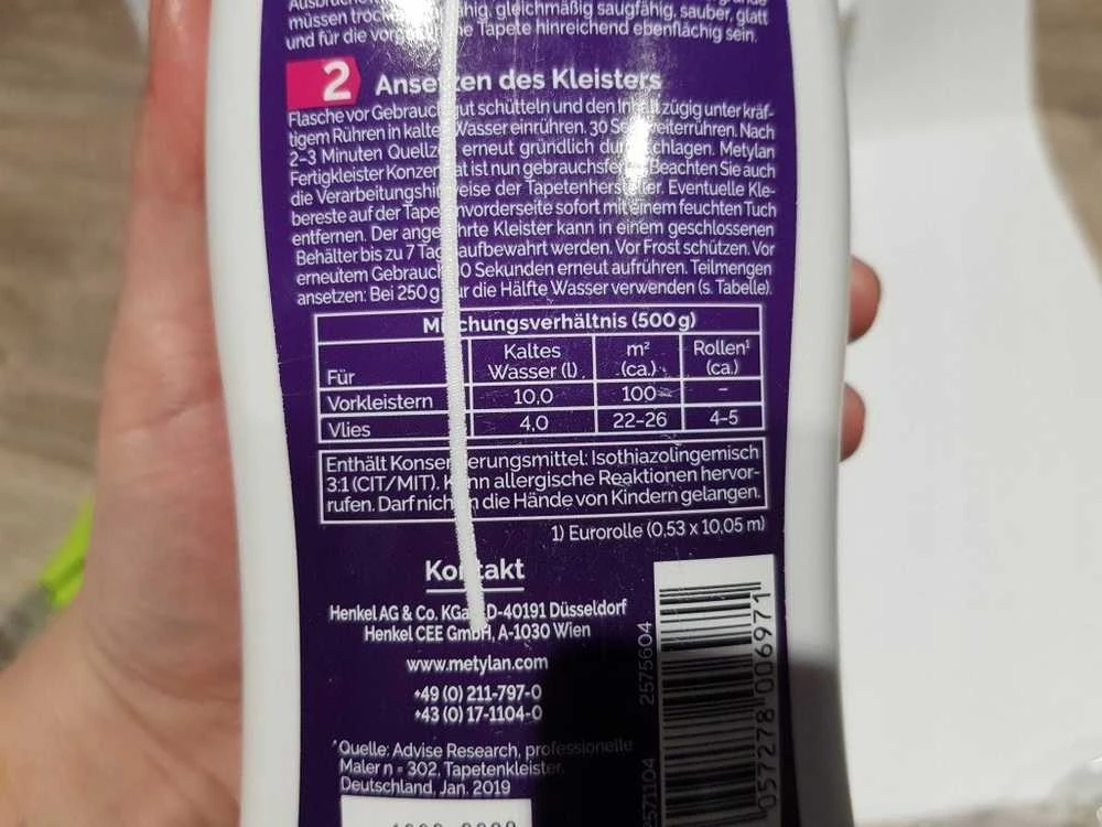 Memorysolution WALLPAPER GLUE METYLAN FLEECE CONCE 500G