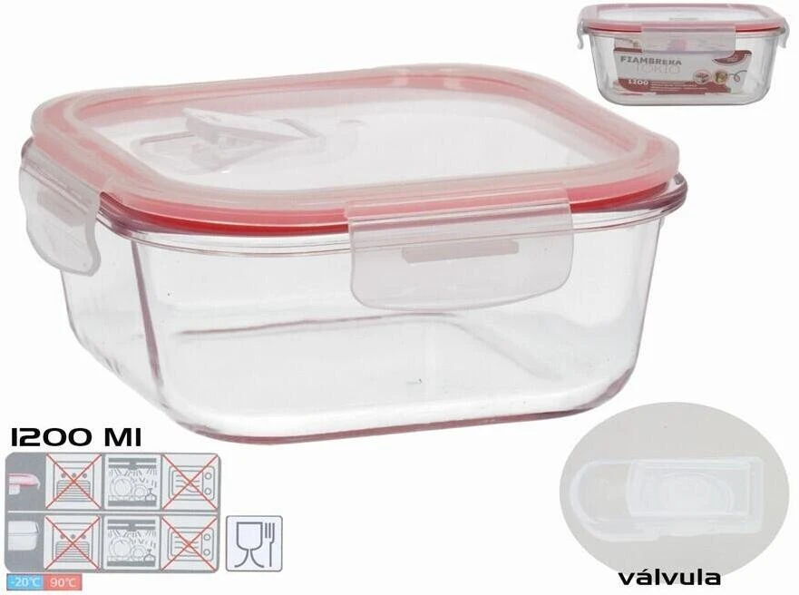 Kvadratinė pietų dėžutė 1200 ml, 7,5 x 18 x 18 cm, KITCHEN&GO