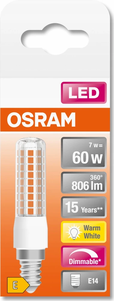 Mentor 7W LED lemputė SPECIAL T SLIM DIM 60 320°, E14, 2700K