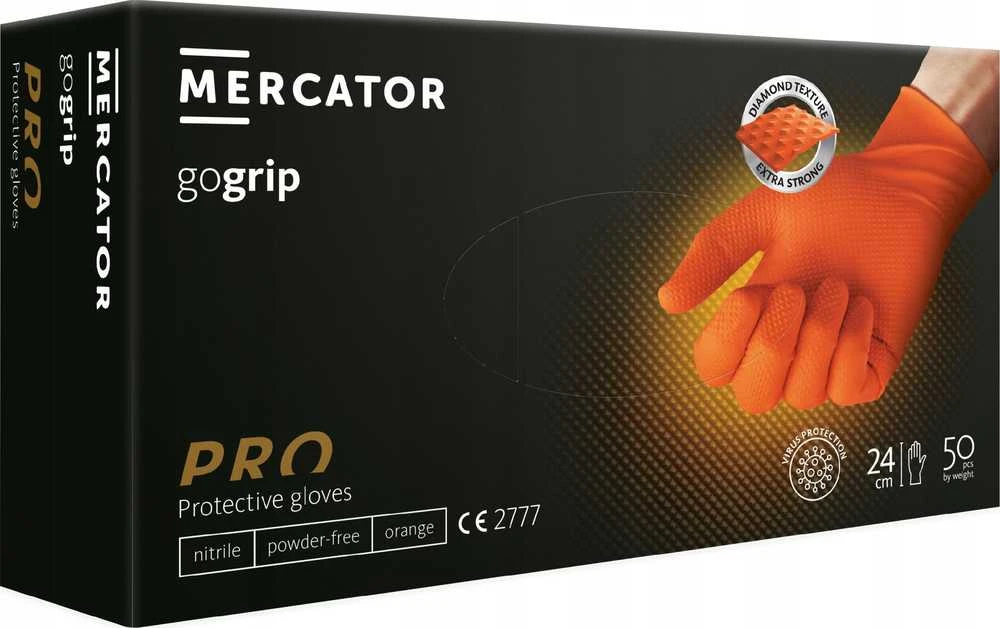Mercator Medical Nitrilo pirštinės GoGrip Oranžinis, dydis M, 50 vnt.