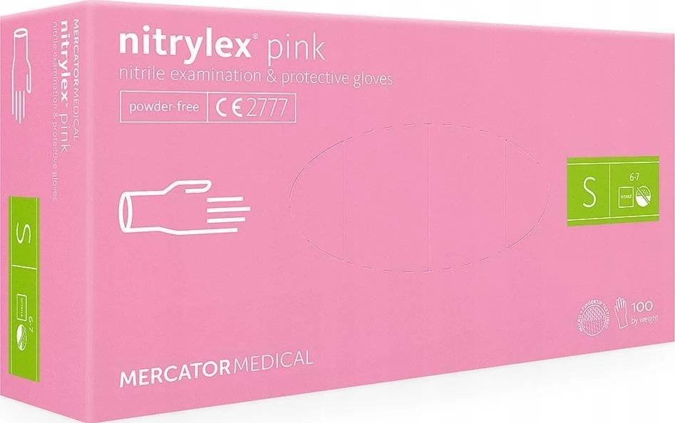 Mercator Medical Nitrilinės pirštinės EasyCare 100vnt. S dydis. Rožinės spalvos.