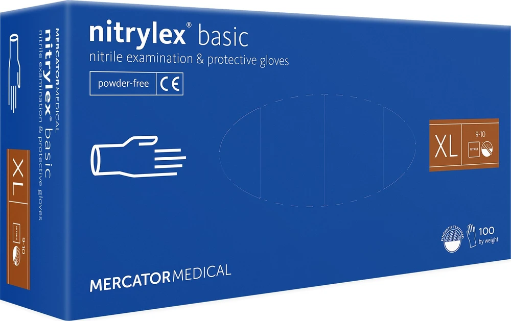 Rękawice Mercator Medical Apsauginės nitrilo pirštinės Nitrylex Basic, dydis S, 100 vnt.
