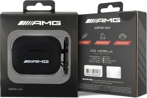 AMG AMAP2RBK AirPods Pro 2 (2022/2023) dėklas juodos spalvos Silicone with baltos spalvos Logo