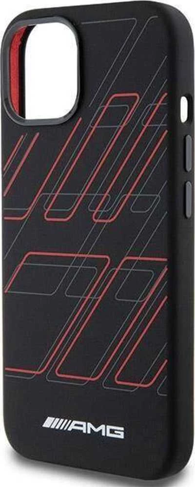 Mercedes AMG AMHMP15M23SSPK Apple iPhone 15 Plus / 14 Plus 6.7″ juodos spalvos kietas dėklas with Silicone Large Rhombuses Patter