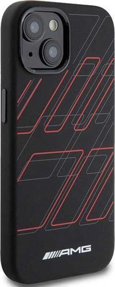 Mercedes AMG AMHMP15M23SSPK Apple iPhone 15 Plus / 14 Plus 6.7″ juodos spalvos kietas dėklas with Silicone Large Rhombuses Patter