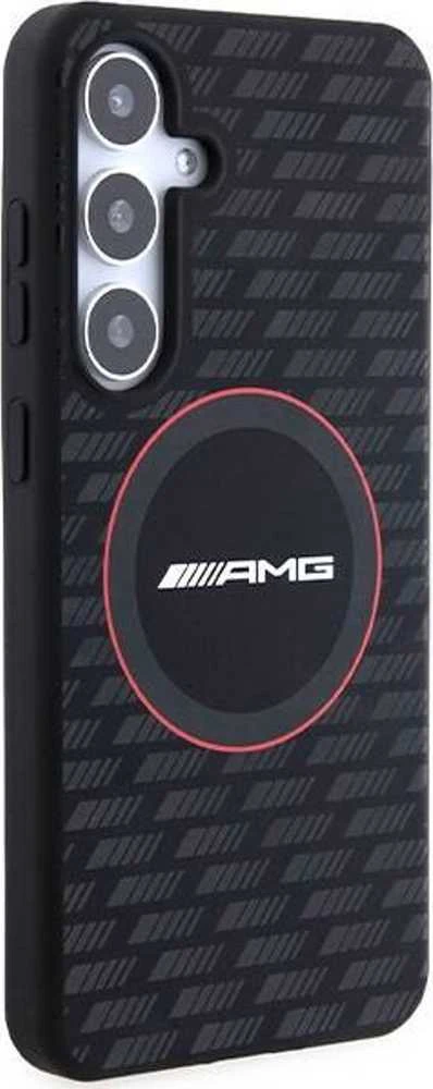 Mercedes AMG AMHMS24M23SMRK S24+ S926 juodos spalvos kietas dėklas with Silicone Carbon Pattern and MagSafe