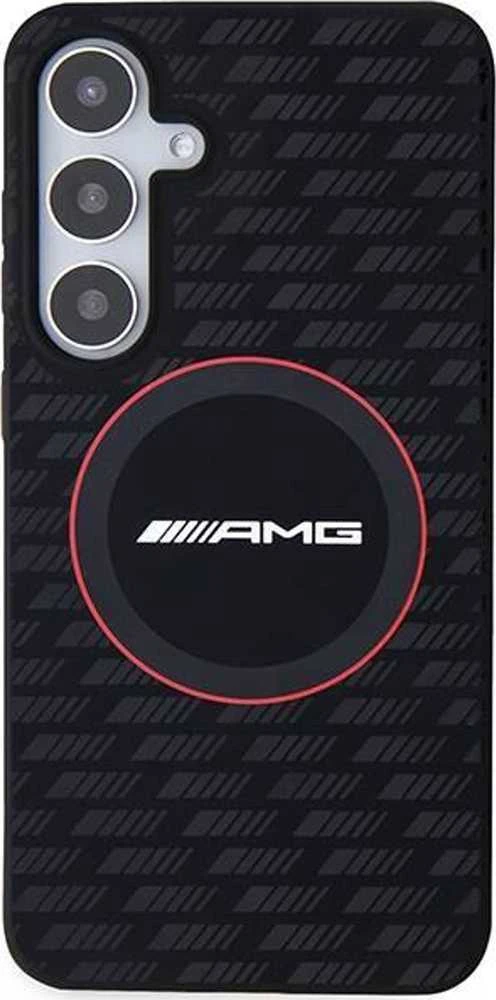 Mercedes AMG AMHMS24M23SMRK S24+ S926 juodos spalvos kietas dėklas with Silicone Carbon Pattern and MagSafe