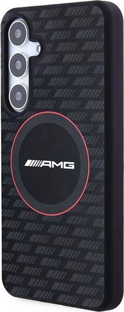 Mercedes AMG AMHMS24M23SMRK S24+ S926 juodos spalvos kietas dėklas with Silicone Carbon Pattern and MagSafe