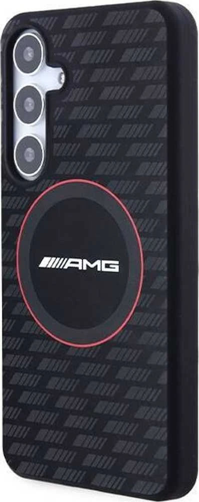Mercedes AMG AMHMS24S23SMRK S24 S921 juodos spalvos kietas dėklas with Silicone Carbon Pattern and MagSafe