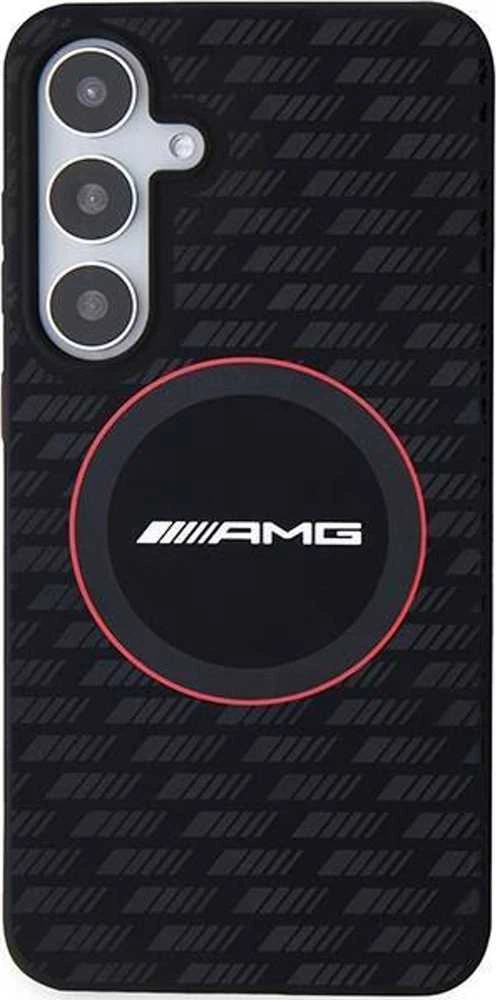 Mercedes AMG AMHMS24S23SMRK S24 S921 juodos spalvos kietas dėklas with Silicone Carbon Pattern and MagSafe