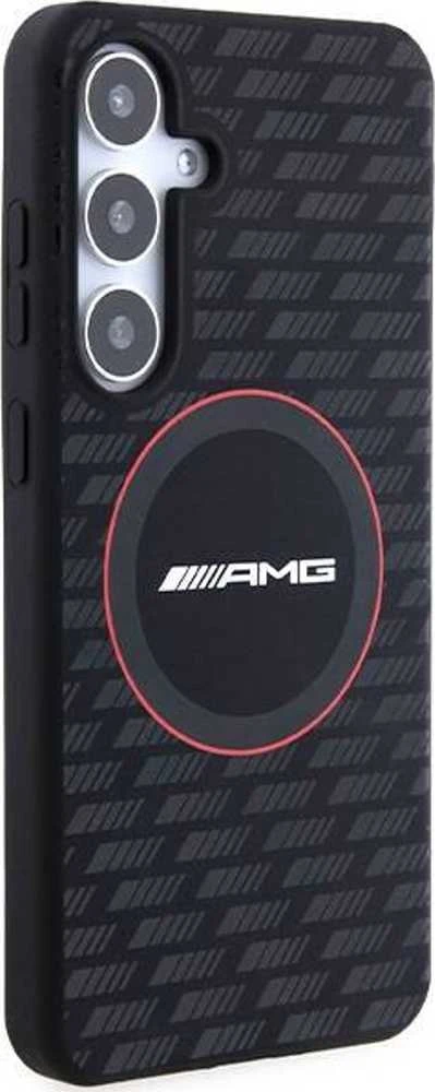 Mercedes AMG AMHMS24S23SMRK S24 S921 juodos spalvos kietas dėklas with Silicone Carbon Pattern and MagSafe