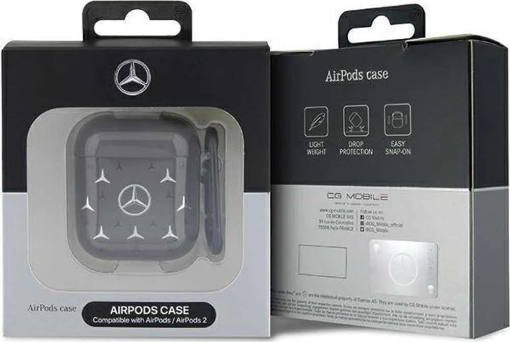 Mercedes MEA28DPMGS AirPods 1/2 Dėklas juodos spalvos Large Star Pattern