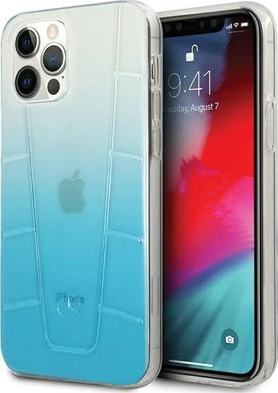 Mercedes MEHCP12LCLGBL Apple iPhone 12 Pro Max 6,7″ mėlynas kietas dėklas skaidrus Line