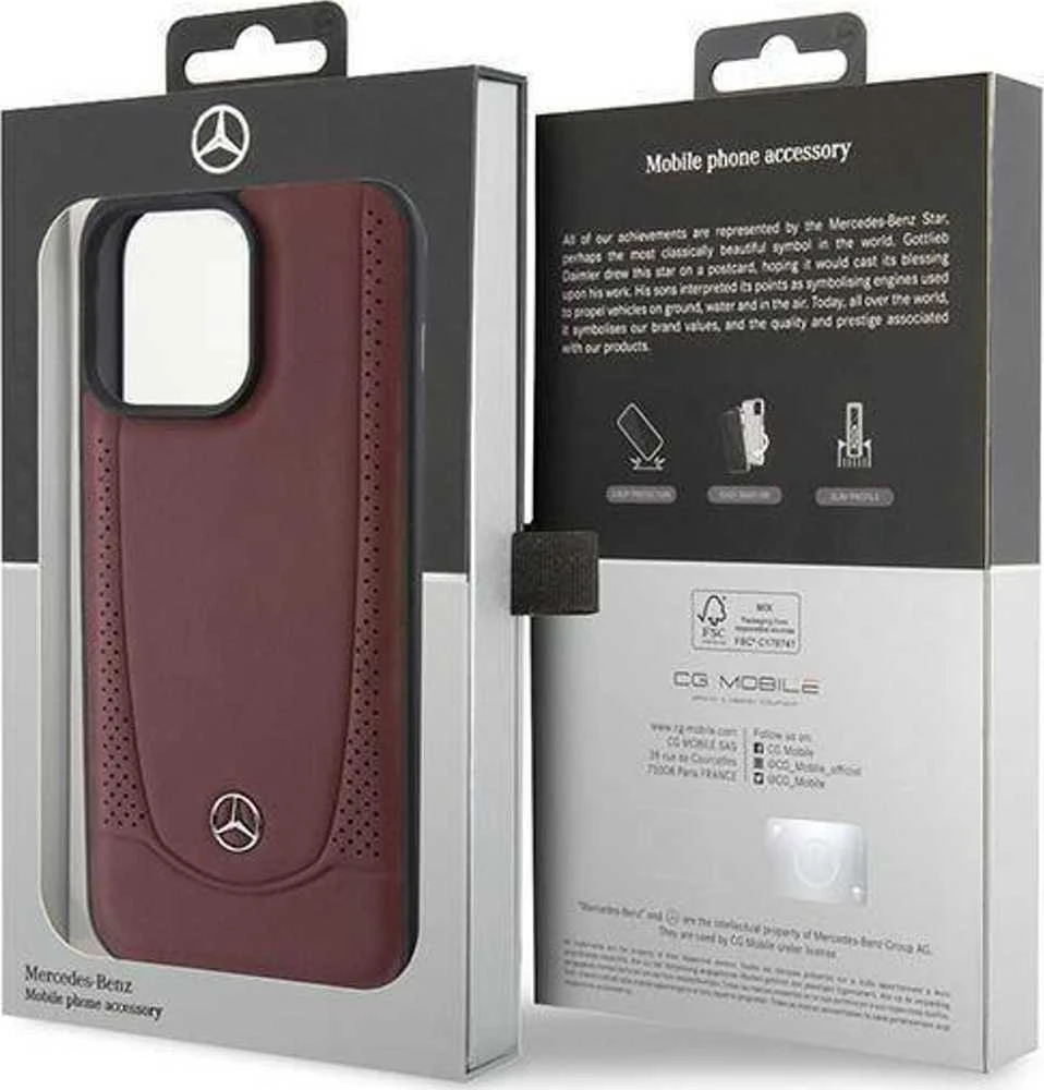 Mercedes MEHCP15LARMRE Apple iPhone 15 Pro 6.1" dėklas telefonui raudonos spalvos Leather Urban Bengale