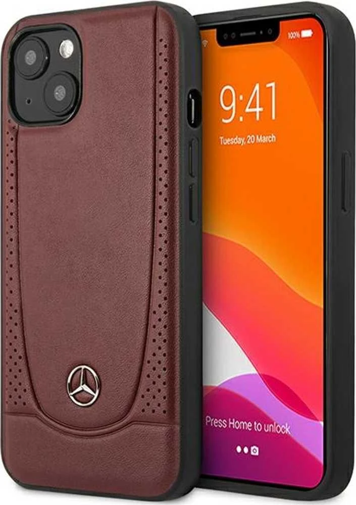 Mercedes MEHCP15SARMRE Apple iPhone 15 / 14 / 13 6.1″ Raudona kietas dėklas Leather Urban Bengale