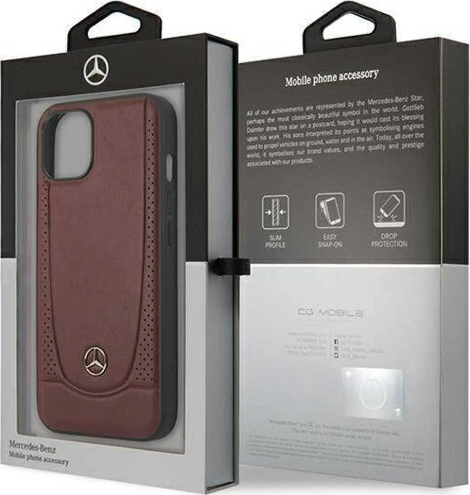 Mercedes MEHCP15SARMRE Apple iPhone 15 / 14 / 13 6.1″ Raudona kietas dėklas Leather Urban Bengale